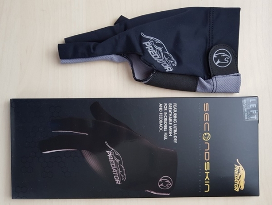 Billard Handschuh Predator Second Skin 3-Finger schwarz grau  S-M